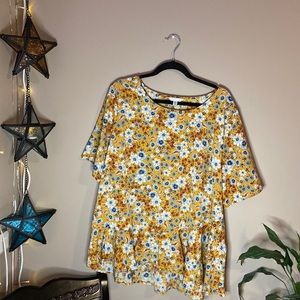 Time and Tru Women's Ruffle Peplum Top